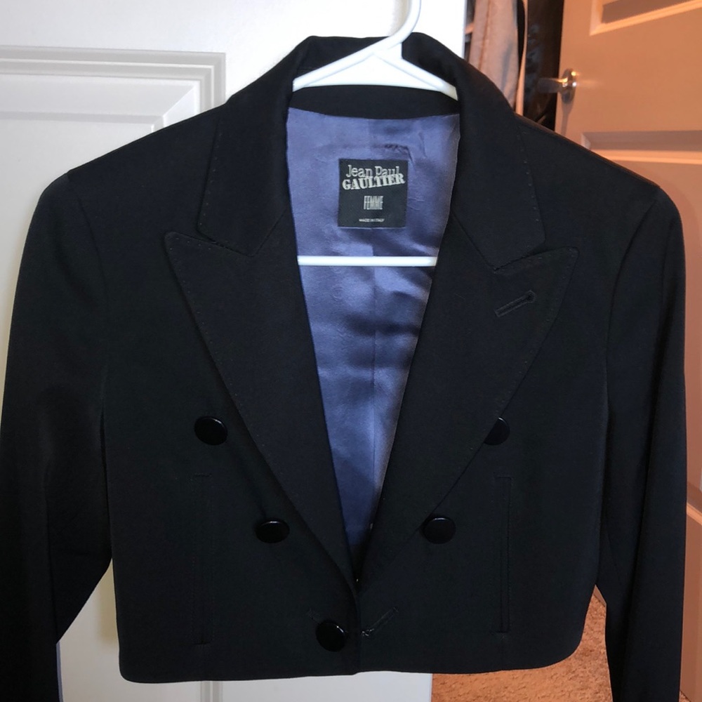 Jean Paul Gaulitier cropped black blazer